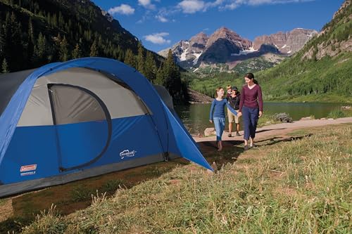Image of Coleman Montana Camping Tent with Rainfly, Weatherproof Family Tent Sets Up in 15 Mins, Fits Multiple Airbeds