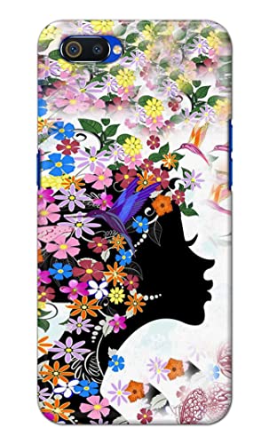 Image of Printed Hard Back Cover Case for Realme C2 | Oppo A1K Back Cover (Floral Hairstyle Girl) -1803