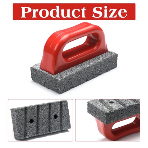 Wenqik 2 Pcs Rub Brick with Handle Concrete 20 Grit Masonry Tools Smoothing Cleaning Removing Marks Tool(Red) - Image 3