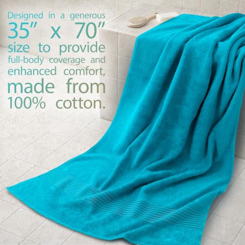 Image of Cotton Paradise 100% Cotton Turkish Towel Set, Soft Absorbent Quick Dry, 2 Piece 35x70 Bath Sheet Set, Ocean Aqua