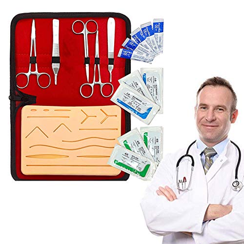 Medical Student Suturing Pad Suture Practice Kit, Pocket Size Surgical Training Kit Include Upgrade Suture Pad with 14 Pre-Cut Wounds, Suture Tools, Suture Thread & Needle