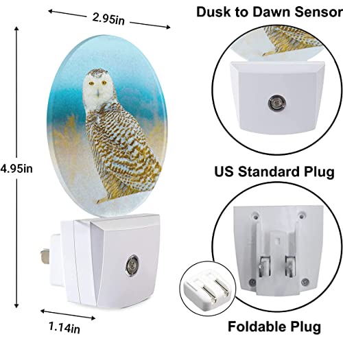 Image of Snowy Owl Night Lights Plug into Wall Bird in Wild LED Dusk to Dawn Plug-in Nightlight Auto Sensor for Bedroom Bathroom Hallway Living Room