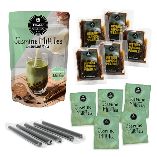 Flavfar Taro Milk Tea with Instant Tapioca Pearls Authentic Taro Milk