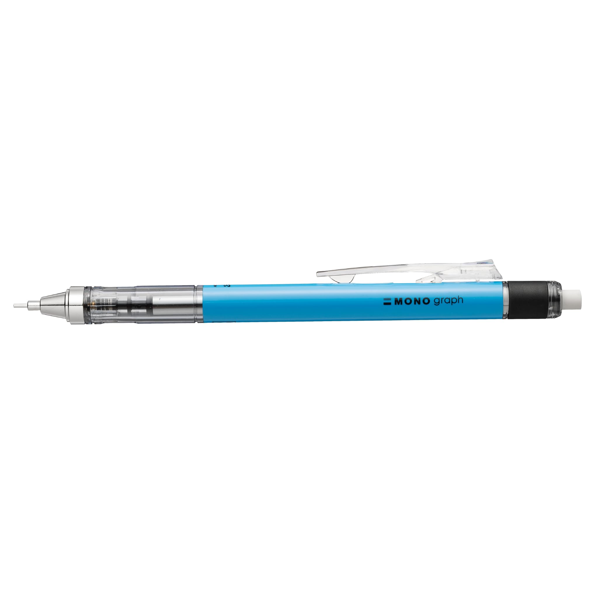 Tombow MONO graph mechanical pencil 0.7 mm, neon blue, HB, precise drawing with 4 mm tip, shaking mechanism, refillable eraser included [SH-MG43-R7]