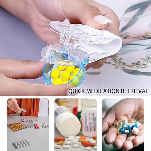 2 stuks draagbare pillenverwijderaar, opbergdoos voor pillendispenser, draagbare tabletdispenser, pillenverpakkingen, gemakkelijk te nemen pillen voor ouderen, personen met zwakke senior artritis - Afbeelding 5