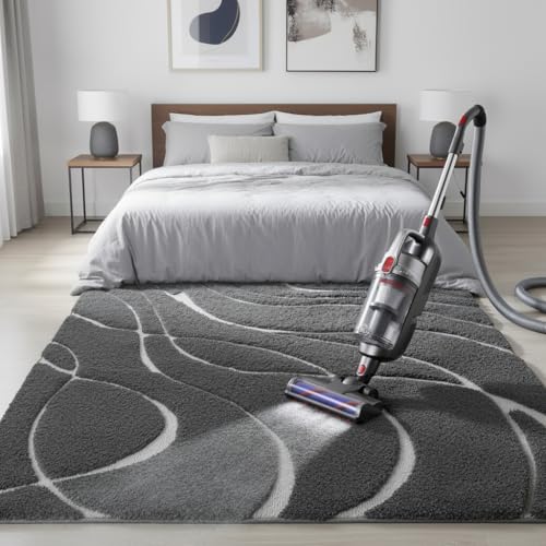 Image of Carpet for Hallway, Kitchen, and Modern Interiors, Cozy Shag Runner for Living Room, Entryway & Office Decor Size 5x8 feet Grey 0 Cut