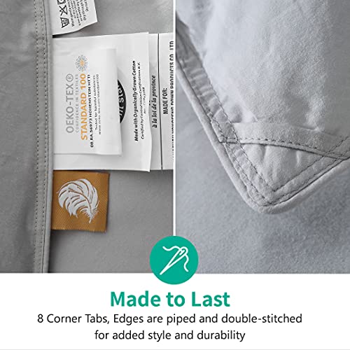 APSMILE King Size Feather Down Comforter - Ultra Soft All Seasons Grey Organic Cotton Duvet Insert Medium Warm Quilted Bed Comforter with Corner Tabs (106x90, Cloud Grey)