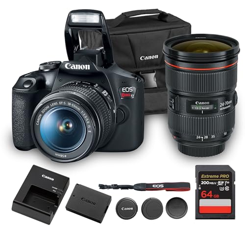 Canon EOS Rebel T7 �f�W�^����჌�t�J�����L�b�g | 24.1MP APS-C�Z���T�[ EF-S 18-55mm�����Y�t�� | �t��HD 1080p �r�f�I�R���p�N�g ���S�Ҍ����ʐ^ (2727C002) + Canon EF 24-70