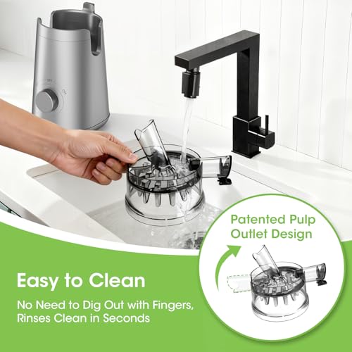 Image of Juicer Machines, 5.3 inch Wide Feed Chute Cold Press Juicer for Whole Vegetables & Fruits, High Juice Yield, BPA Free (Slivery)