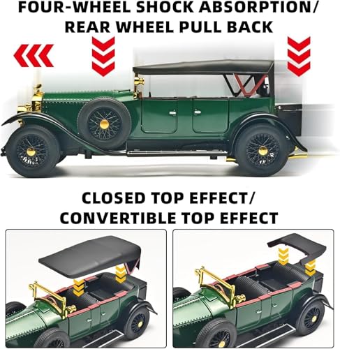 Image of Vintage Classic Die Cast Car Model 1:32 Scale, Metal Antique Toy Car with Openable Doors, Collectible Retro Vehicle for Kids & Collectors, Green