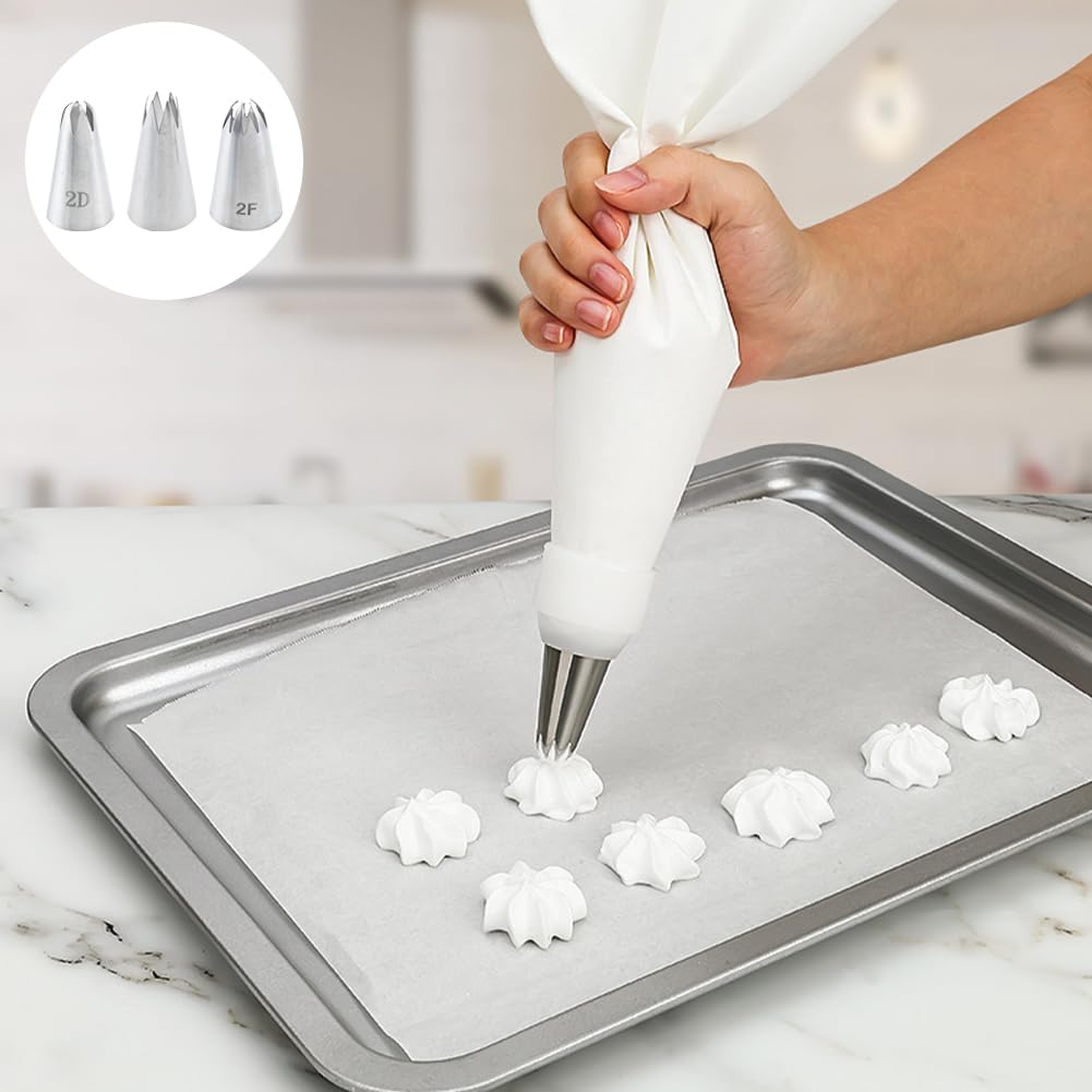 Set di 7 beccucci grandi da 1 m, 2D, 2F, in acciaio inox, per decorazione torte, strumenti da forno per crema al burro, glassa, torte di compleanno, cupcake, arte fai da te