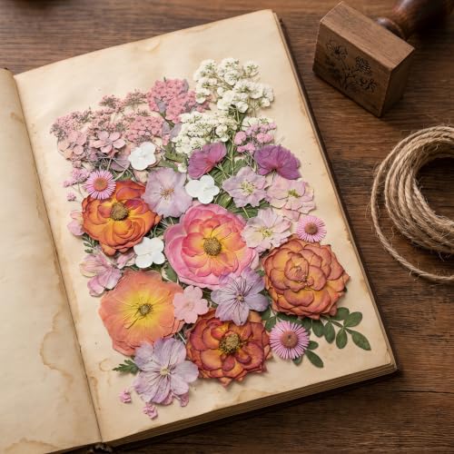 48 piezas de flores y hojas naturales secas prensadas miniatura 6