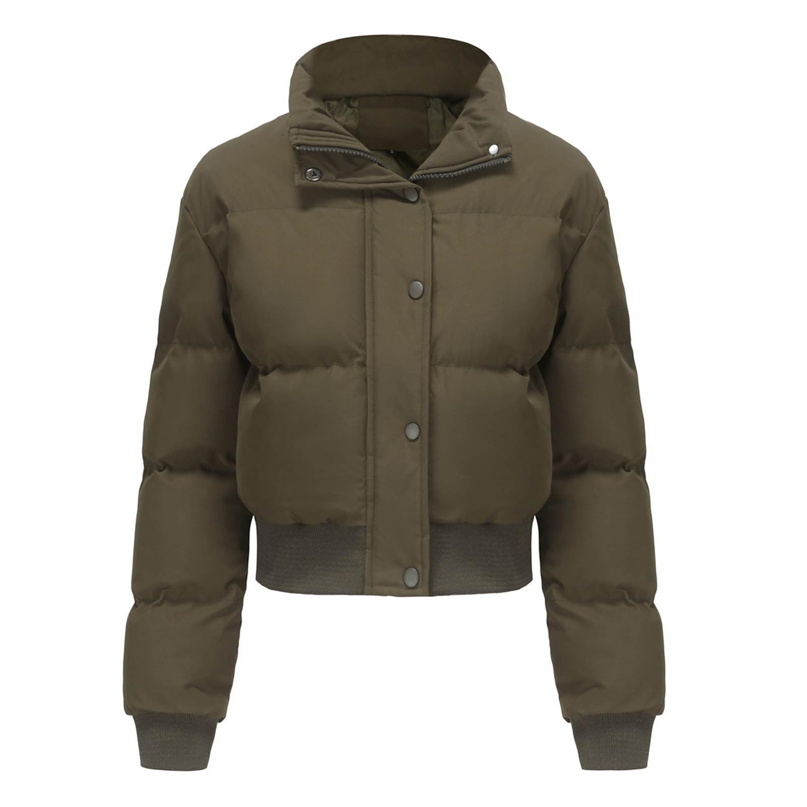 Genérico Chaqueta Mujer Invierno Plumas,Abrigo Corto De Invierno con Cuello Alto Informal Holgado De Manga Larga para Clima FríO Y Comodidad