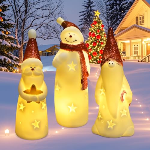 3 Flammenlose Weihnachts-Kerzen, Weihnachtsmann LED Kerzen,...