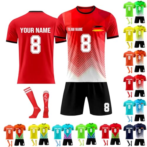 Genérico Camiseta Futbol Personalizadas,Personalizado Conjunto de Fútbol con Nombre y Número,El Regalo de fútbol,Niños y Adultos,para Entrenamiento y Partidos