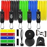 Resistance Bands Set 18pcs Exercise Workout Bands with Handles,5 Resistance Loop Bands, Ankle...