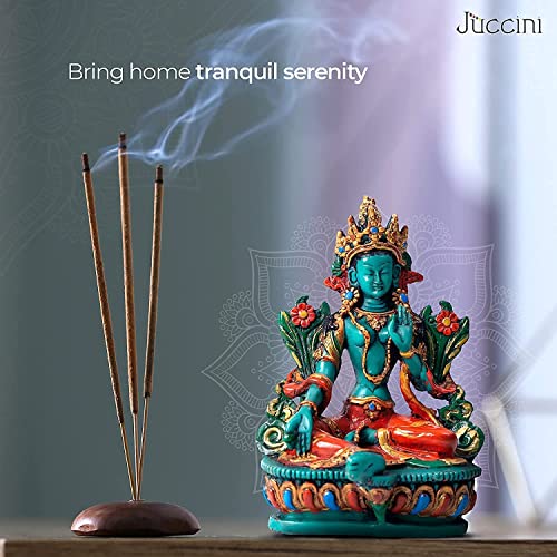 Juccini Buddha Statue Outdoor Indoor - Handmade 6" Colorful Small Buddha Statues For Home Decor - Spiritual Buda Decoration Statue (Green Tara) #TOP2