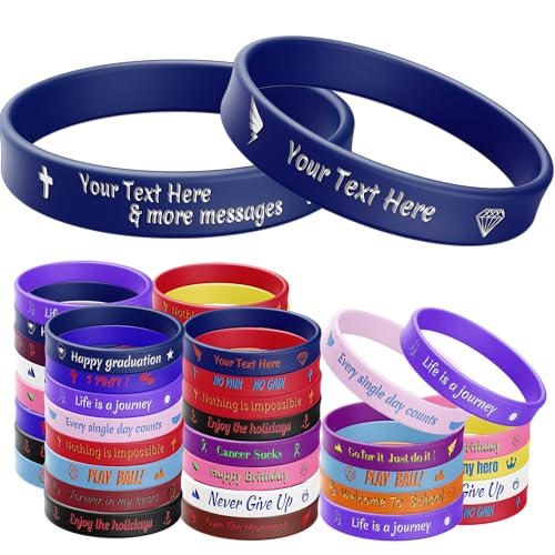 Custom Silicone Wristbands - Personalized Rubber Bracelets 5-5000 Pcs, Customized Text/Logo/Message...