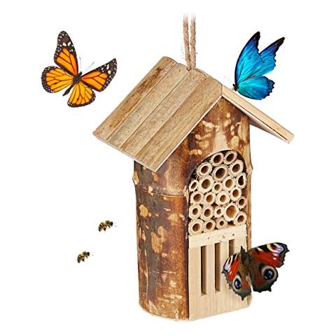 Relaxdays Insektenhotel, Nisthilfe Wildbienen & Schmetterlinge, hängend o. stehend Cover