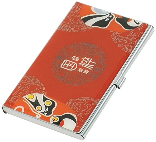 Preisvergleich Produktbild Uxcell Visitenkartenhalter aus Metall, mit Opern-Maske-Muster, Rot