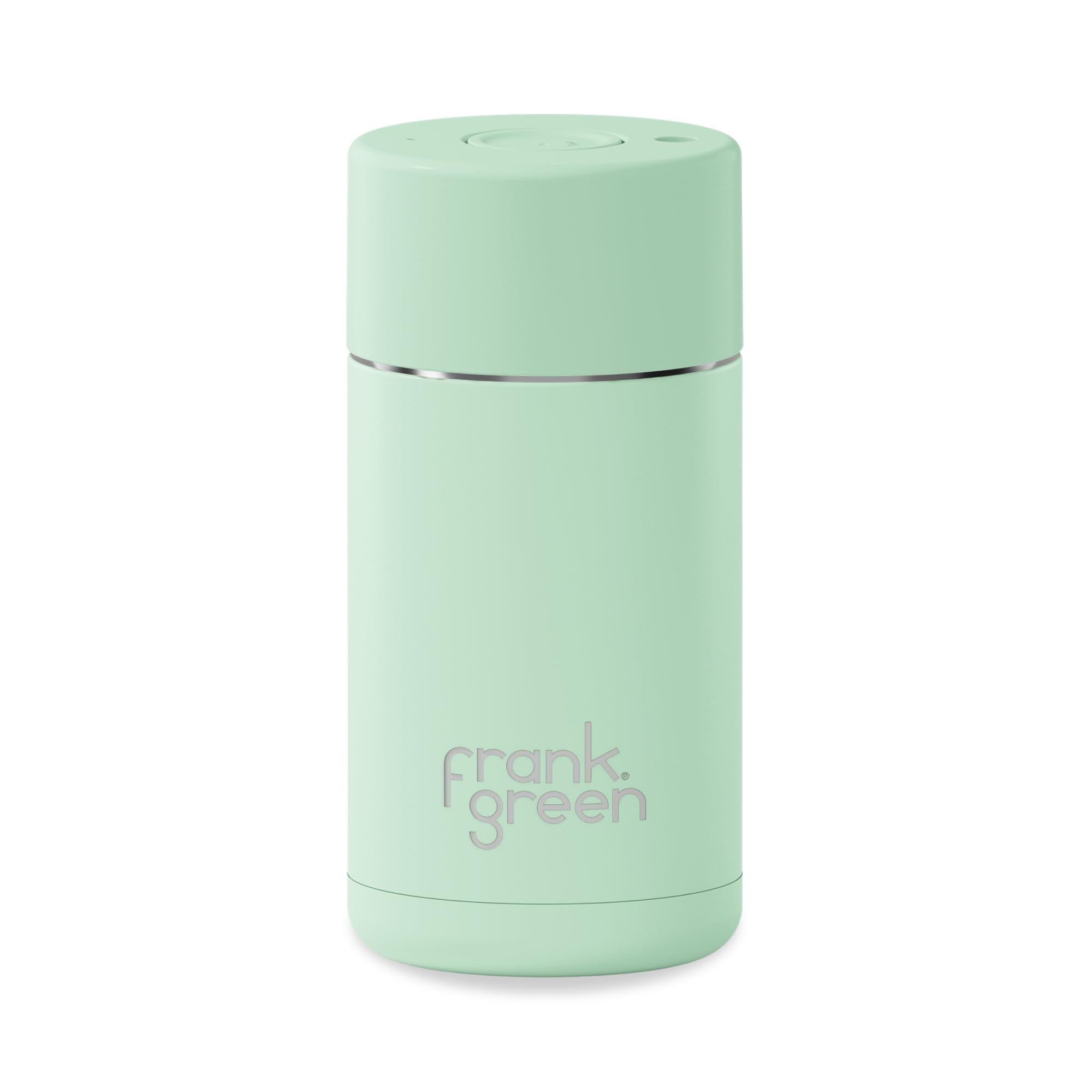 frank greenInsulated Travel Mug for Cold Or Hot Drinks - 355ml/12oz Reusable Coffee Cup with Push-Button Lid, Ceramic Lined, Triple Wall Vacuum - Mint Gelato Green