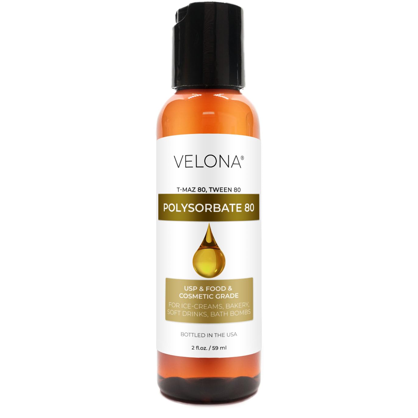 velonaPolysorbate 80 - 2 oz | Solubilizer, Food & Cosmetic Grade | All Natural for Cooking, Skin Care and Bath Bombs, Sprays, Foam Maker | Use Today - Enjoy Results