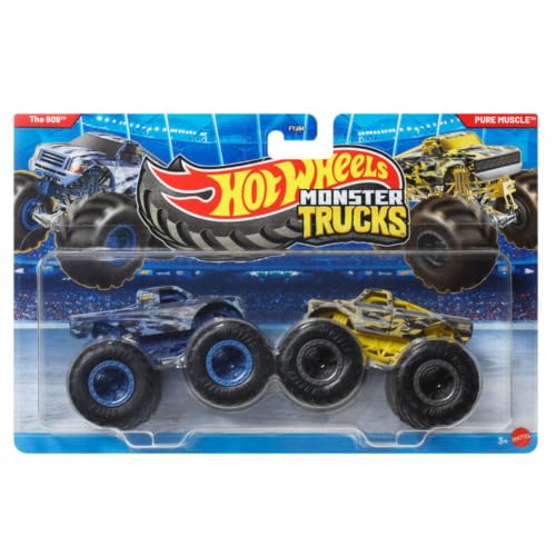 Image of Hot Wheels Monster Trucks The 909 Vs Pure Muscle Demolition Doubles 2026 1:64 Scale 3+ Ages - Multicolor