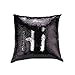 HomeLava Fundas de Cojín DIY Fundas Cojin Lentejuelas Reversible 40x40 cm, Negro + Plata