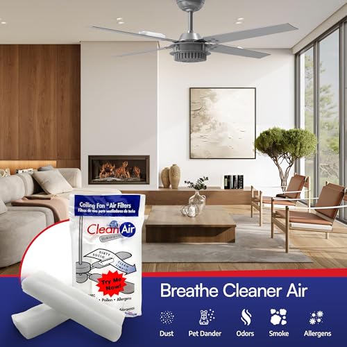 Image of BioStrike Ceiling Fan Air Filters for Blades - Dust & Allergen Catcher - Peel & Stick, Universal Fit - Fan Blade Filter Air Purifier Pads - Made in USA - 1 Pack (Includes 2 Filters)