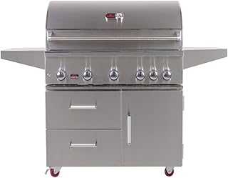 review Bonfire CBF500CDC Bonfire Prime 500 42 Inch 5 Burner 87000 BTU Propane Gas Grill with Cabinet Cart & Infrared Rotisserie, Stainless Steel