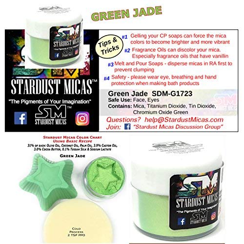 Stardust Micas Pigment Powder Cosmetic Grade Colorant For Makeup, Soap Making, Epoxy Resin, Diy Crafting Projects, Bright True Colors Stable Mica Batch Consistency (36 Gram Jar, Green Jade) #TOP5