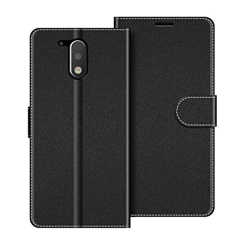 COODIO Funda Motorola Moto G4 con Tapa, Funda Movil Motorola Moto G4 Plus, Funda Libro Motorola Moto G4 Carcasa Magnético Funda para Motorola Moto G4 / Moto G4 Plus, Negro