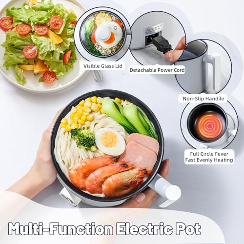 Electric Hot Pot :1.5L Mini Ramen Cooker with Overheat & Boil-Dry Protection, Suitable for Noodles, Soup, Oatmeal, College Dorm Office Travel Essentials (Grey, 1.5L) - Image 6