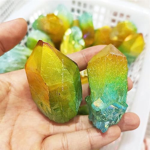 FFIME Natural Aura Rough Stone Crystal Raw Gemstone Home Display Colorful Decorative White Crystal Jewelry - (Color: Light Yellow, Size: random1pcs)