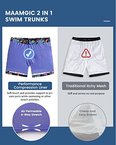 Image of maamgic Mens 5 Inch Stretch Swimming Shorts Compression Liner Swim Trunks Swimwear Bathing Suits Beach Wear Swim Suits