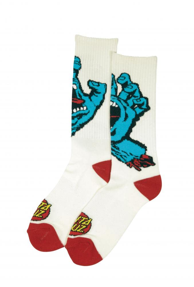 Santa Cruz Men's White Socks – Screaming Hand Size: Osfa (One Size Fits Any)
