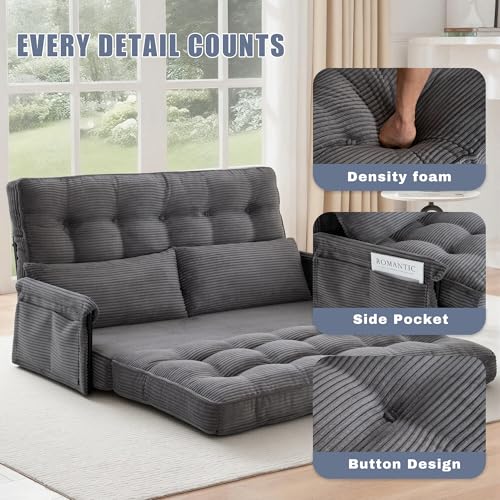 Image of 5-Position Adjustable Floor Sofa Couch,Multi-Functional Bean Bag Bed,Foldable Lazy Sofa Sleeper Bed with Armrest,Ideal for Reading and Playing (Dark Grey)