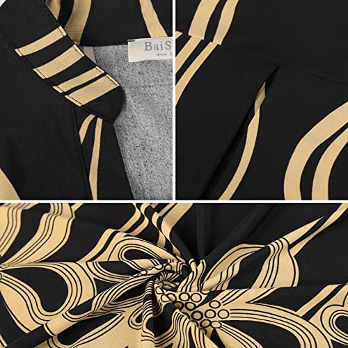 BAISHENGGT Womens Summer Tops V Neck Floral Printed Short Sleeve Blouses Dressy Casual Tunic Top Shirts4