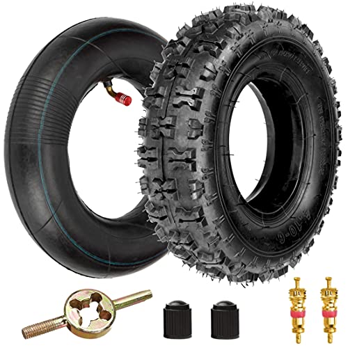 FVRITO 4.10-6 4.10/3.50-6 NHS Tire and Inner Tube for Go Kart Chinese ATV Quad 4 Wheeler Mini Bike Lawn Equipment Garden Rototiller Snow Blower Wheelbarrow Lawn Tractor with Bent Valve Stem Set of Two