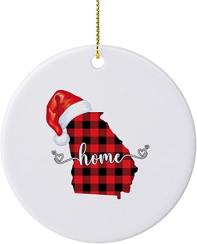 Adornos para árbol de Navidad, adorno de Navidad de Georgia, adorno colgante de recuerdo para decoración del hogar, colgantes colgantes redondos de
