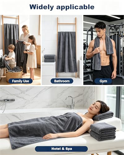 Lumimi Mikrofaser Duschtuch Set Ultraleicht Weich Kuschelig Schnelltrocknend Kompakt für Badezimmer Sport Gym Yoga Unterwegs Sauna Mehrfarben 4 Badetücher Khaki+Weiss+Dunkelgrau+Hellgrau