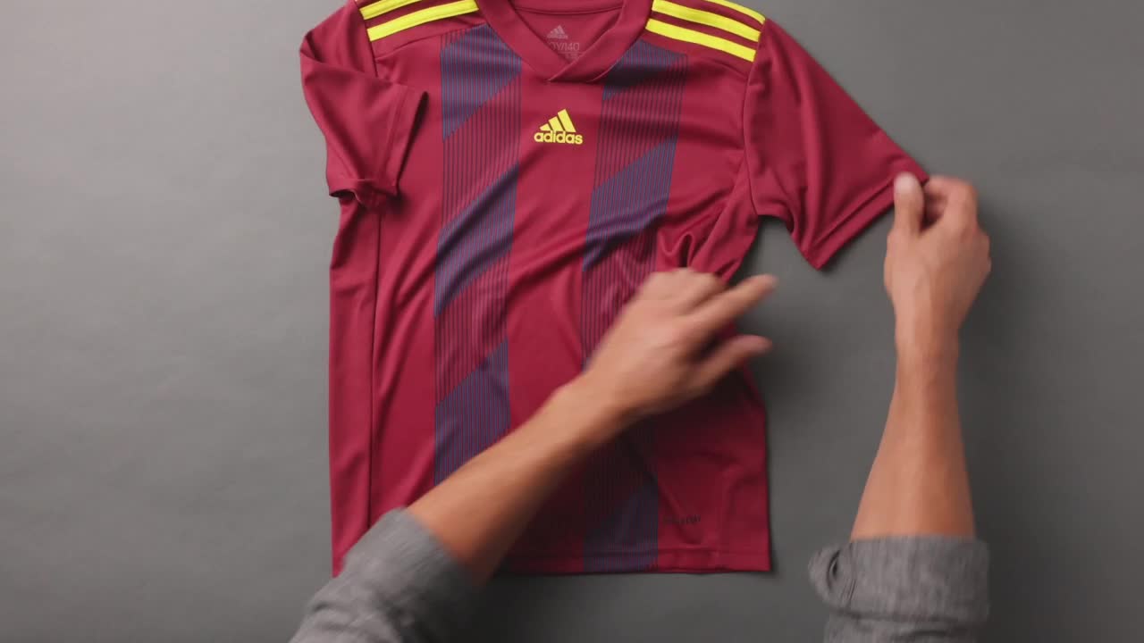 adidas Striped 19 Jersey, Collegiate Burgundy/Bright Yellow, Youth