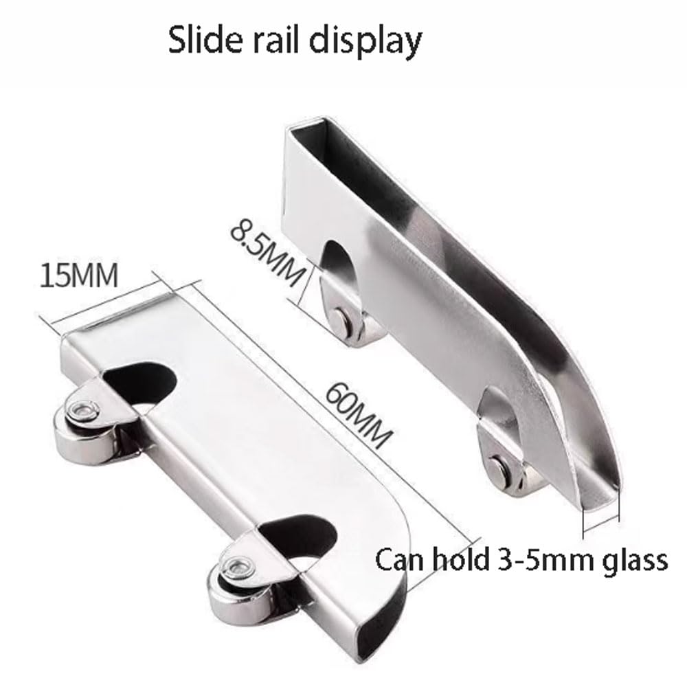 Sistema de guía para puerta corrediza, raíles de aluminio de doble canal resistentes para vidrio de 3-5 mm, acrílico, madera - resistente a los arañazos, fácil deslizamiento, resistente a la oxidación