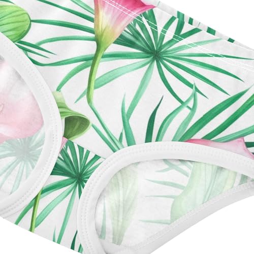 Flower Girls Underwear Toddler 2t Cotton Little Girl Panties Floral Pink Calla Lilies Green Palm Briefs Underpants4
