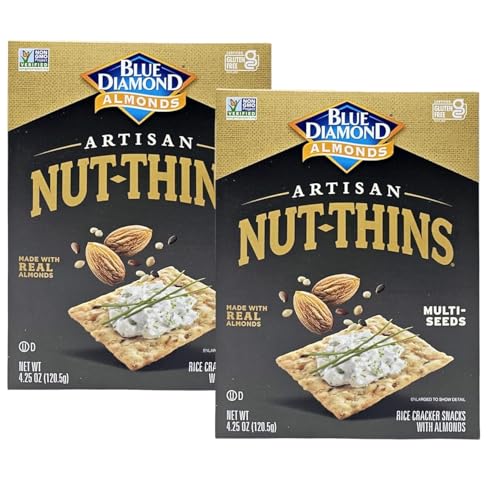 (Pack of 2) Almonds Artisan Nut Thins Cracker Crisps, Multi-Seeds...