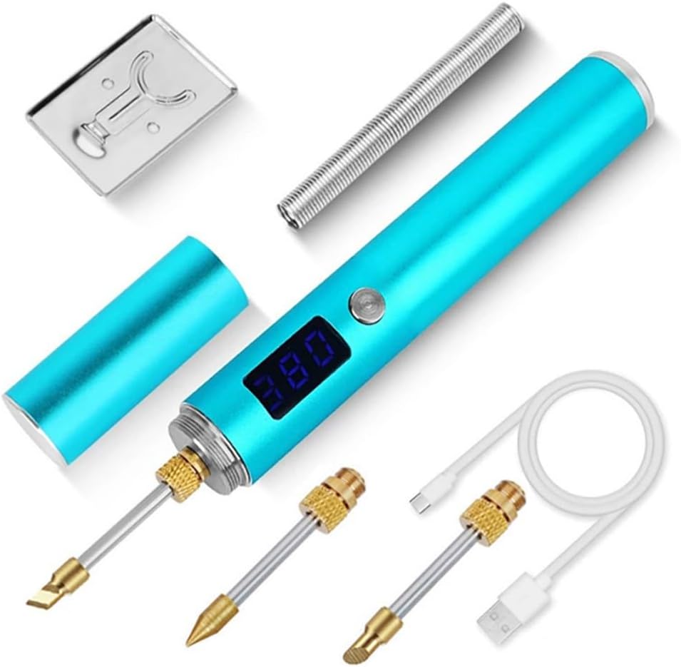 Portable Soldering Iron LED Digital Display 300-450℃ Adjustable 2600mAh Rechargeable Type-C Auto Shutdown 8-10S Quick Heating Up for Repair Supporting Charging While Using (Grey)