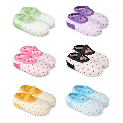 GHB 6 x Calzini per Bambini Calzini Antiscivolo Cotone 6 Colori per 8 - 38 Mesi Neonati e Bambini - 6 Paia Colorati(12cm)