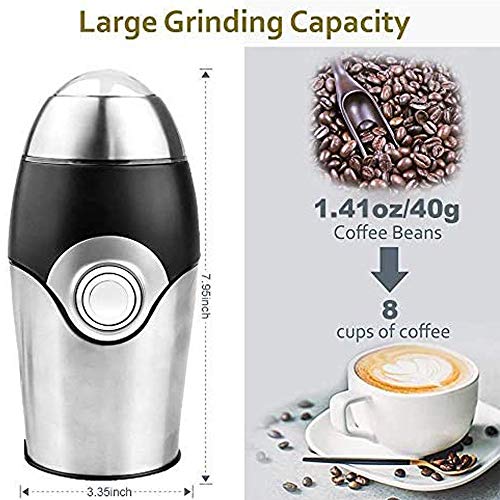 Electric Coffee Grinder,One-Touch Blade Grinder,200W Stainless Steel Powder Grinding Machine for Nuts Herbs,Grains,Spices,Sugar