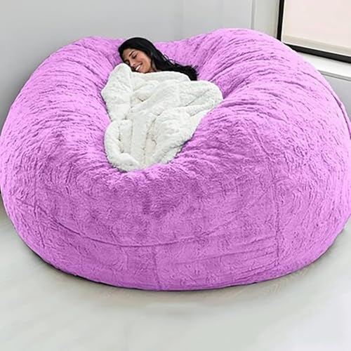 JBJSHHYビーズクッション ソファ クッション 低反発 人をダメにするソファ 軽量 豆袋 洗える 取り外し可能 ソファー ビーズソファー ソファベッド 大人用大型ビーンバッグチェア(フィラーなし) (5FT,パープル)