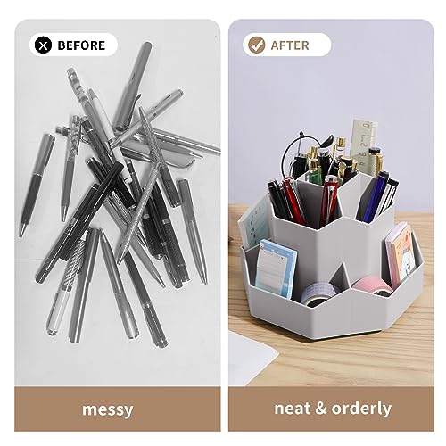 Image of INSTOME Desktop Organizer with Pencil Holders 360Rotating Pen Holder 9 Compartments